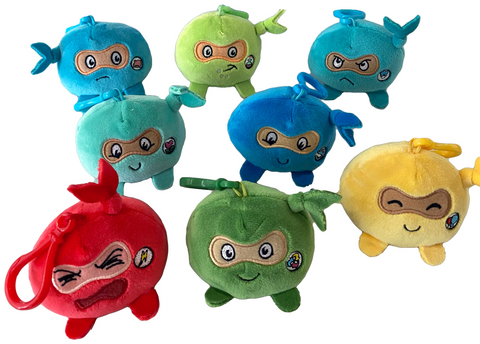 Ninja Toy Plush Minis Bundle I (8): Angry Ninja, Positive Ninja, Kind Ninja, Lazy Ninja, Helpful Ninja  Earth Ninja  Grumpy Ninja, Inventor Ninja