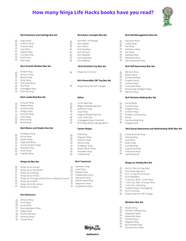 Ninja Life Hacks Book Checklist