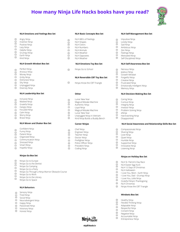 Ninja Life Hacks Book Checklist