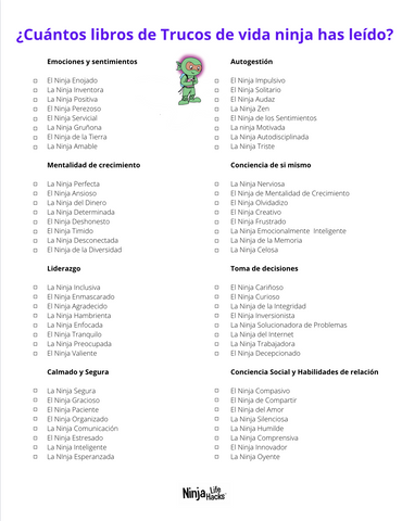 Spanish Ninja Life Hacks Book Checklist